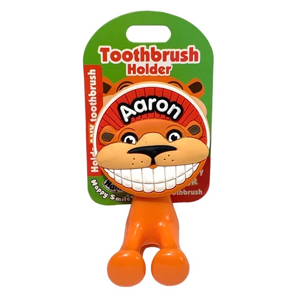 Happy Smiles Personalized Kids Toothbrush Holder Aaron Lion - Picture 1 of 4